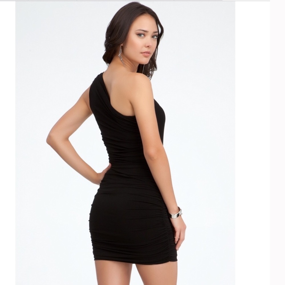 Bebe Black Ruched Dress